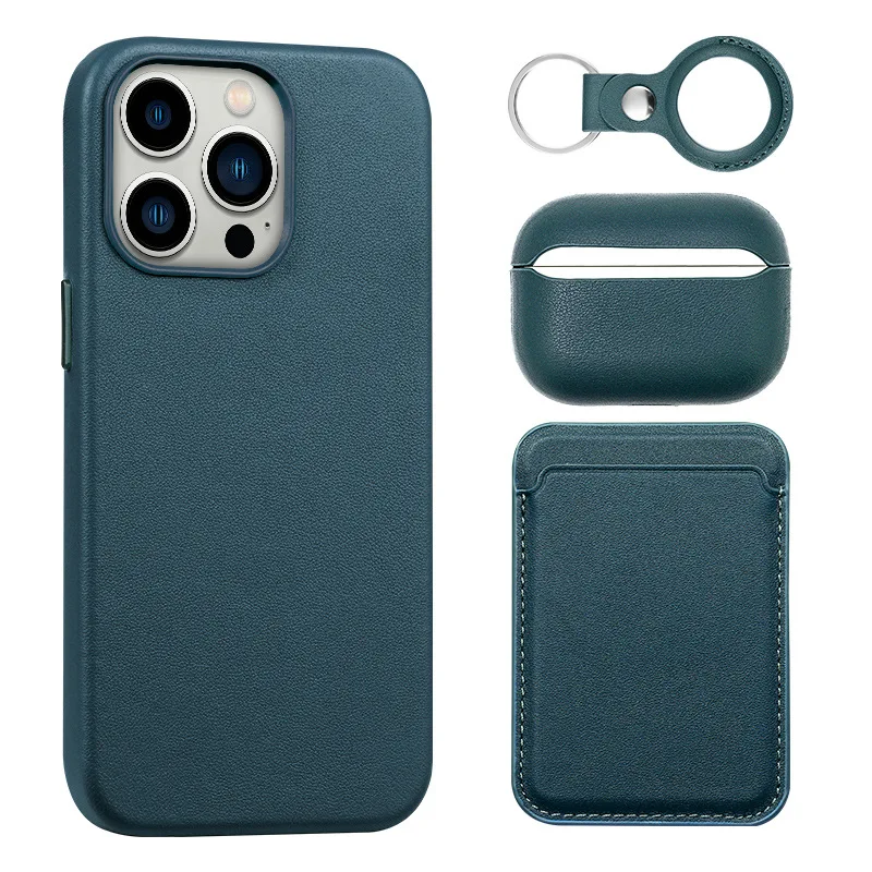 Leather Phone Cases For iPhone 14 13 Pro Max Leather Magnetic Wallets Card Holders Protective Case For Airpods Pro 2 For Airtag