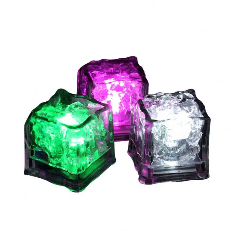 Bar Pubs Decor Flashing Led  Party Square Color Changing Water Activated Plastic LED Ice Cubes Light