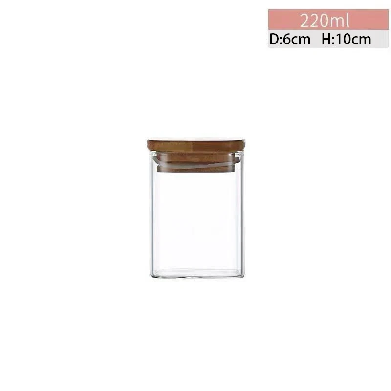 Glass Storage Jars with Sealed Bamboo Lids -Clear Glass Bulk Food Storage Canister for Serving Tea, Coffee, Spice, Candy, Cookie