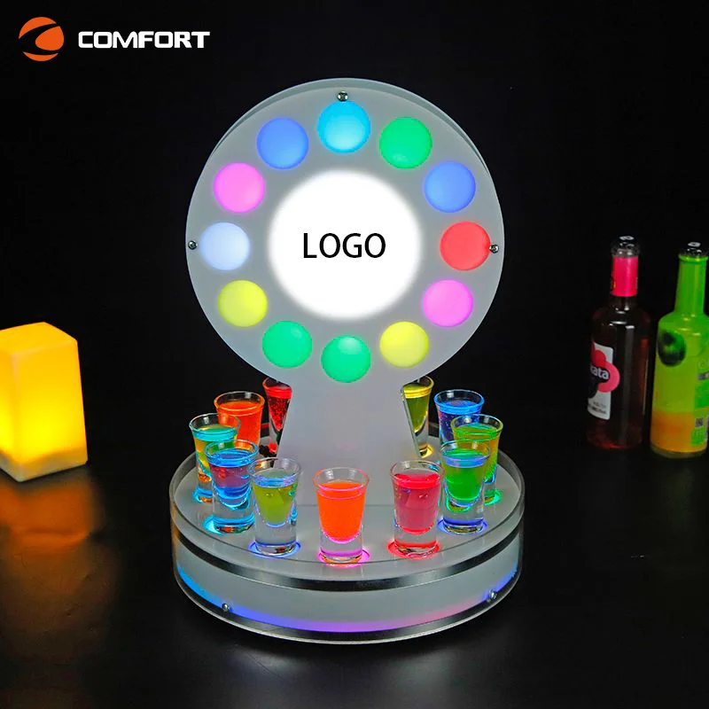 New Arrive Rechargeable Style Finish wine spirit service tray Bottle Glorifier Display promotion display stand wine shot tray