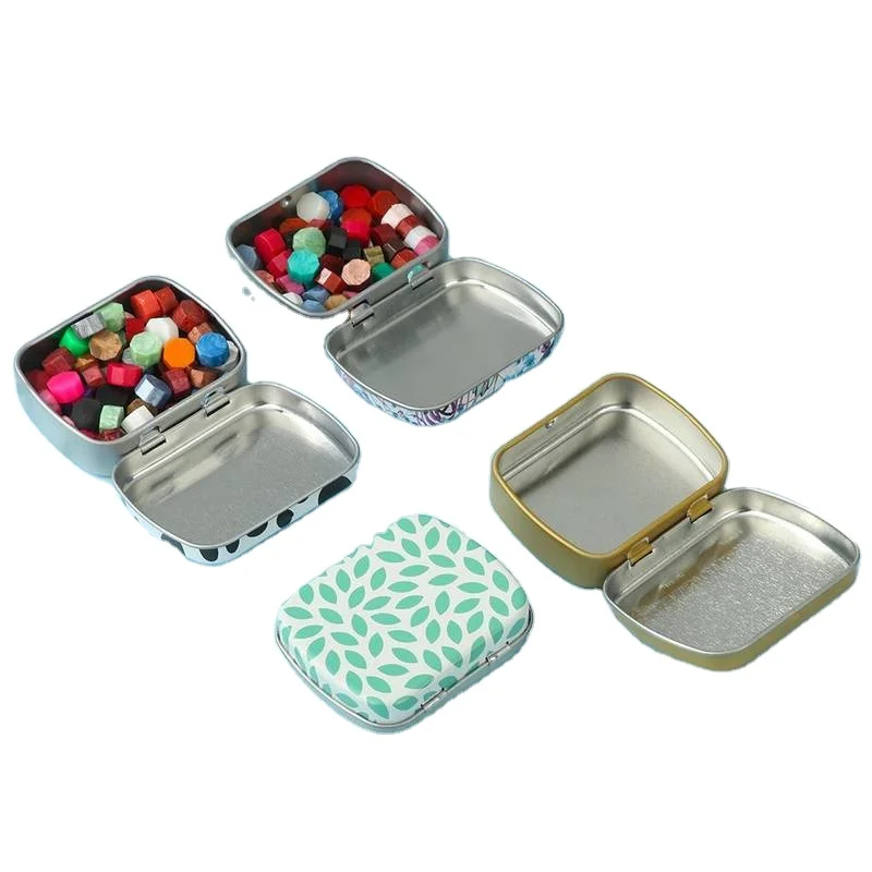 Rectangular Small Tin Box Chewing Gum Box Portable Convenient Jewelry Box with Hingefor Candle Lip Balm