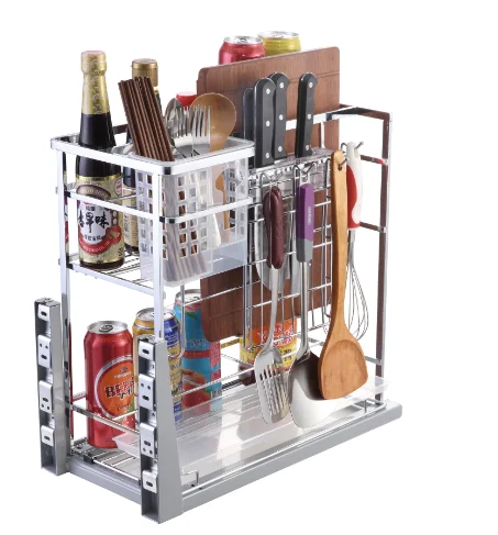 Soft close kitchen pull out dish rack