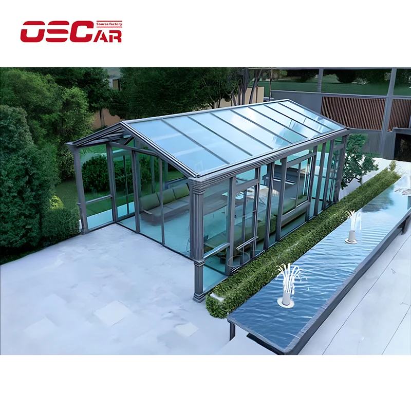 Bridge Aluminum Alloy Open-Air Wood Grain Transparent Courtyard Ecological Balcony Waterproof Aluminum Alloy Landscape Pavilion