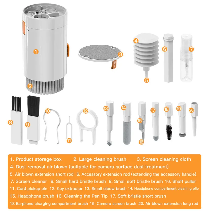 New Arrival Multifunctional 20 in 1 electric cleaning camera phone airpods earbuds cleaning swipe brush pen tool Cleaner kit set