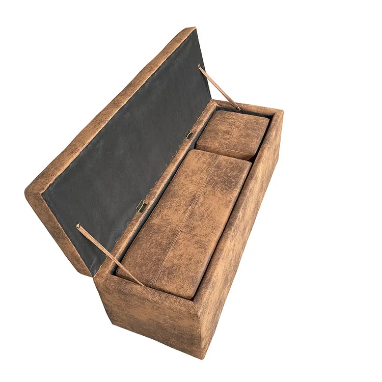 Modern Suede Leather Storage Ottoman 3-Piece Set for Living Room Bedroom Hotel Hall Apartment Home Bar