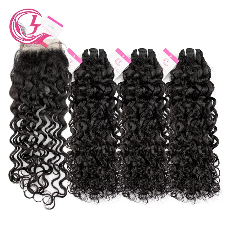 Whosale Brazilian Cheap Humanhair Styling Products Hair Wet And Wavy High Heat 7A Remy Water Wave Bundles Deals With Closure
