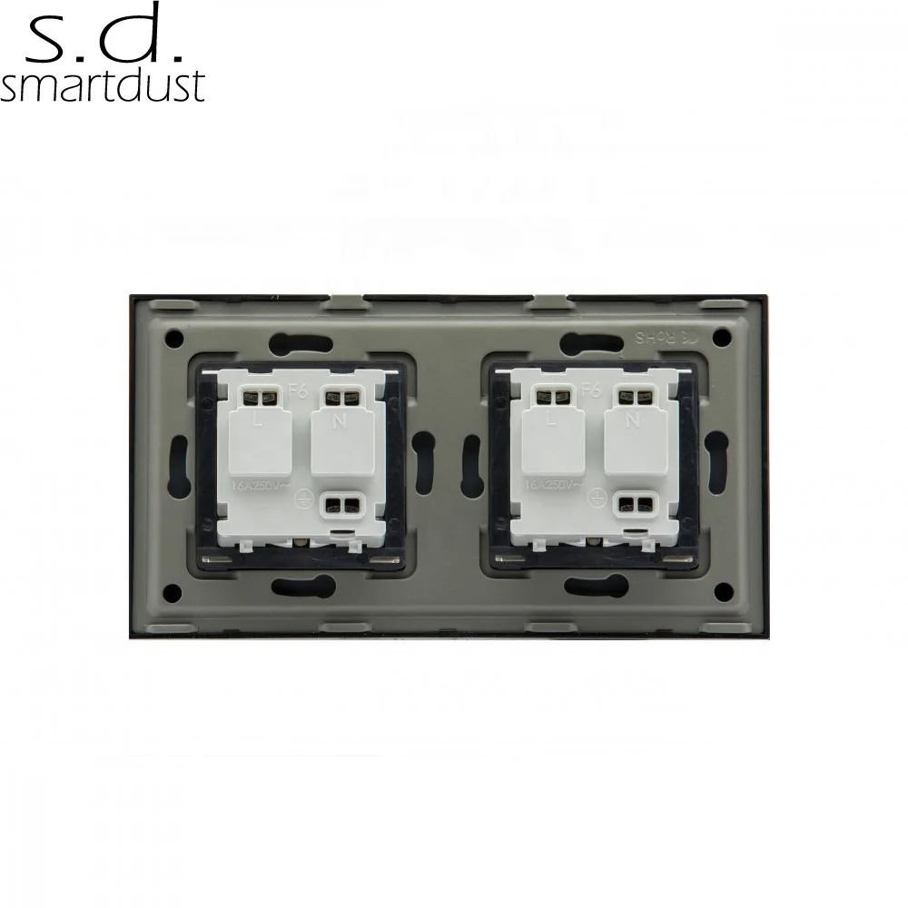 Smartdust 3 pin socket German EU standard 16A Double Wall Socket Dual Grounding Outlets