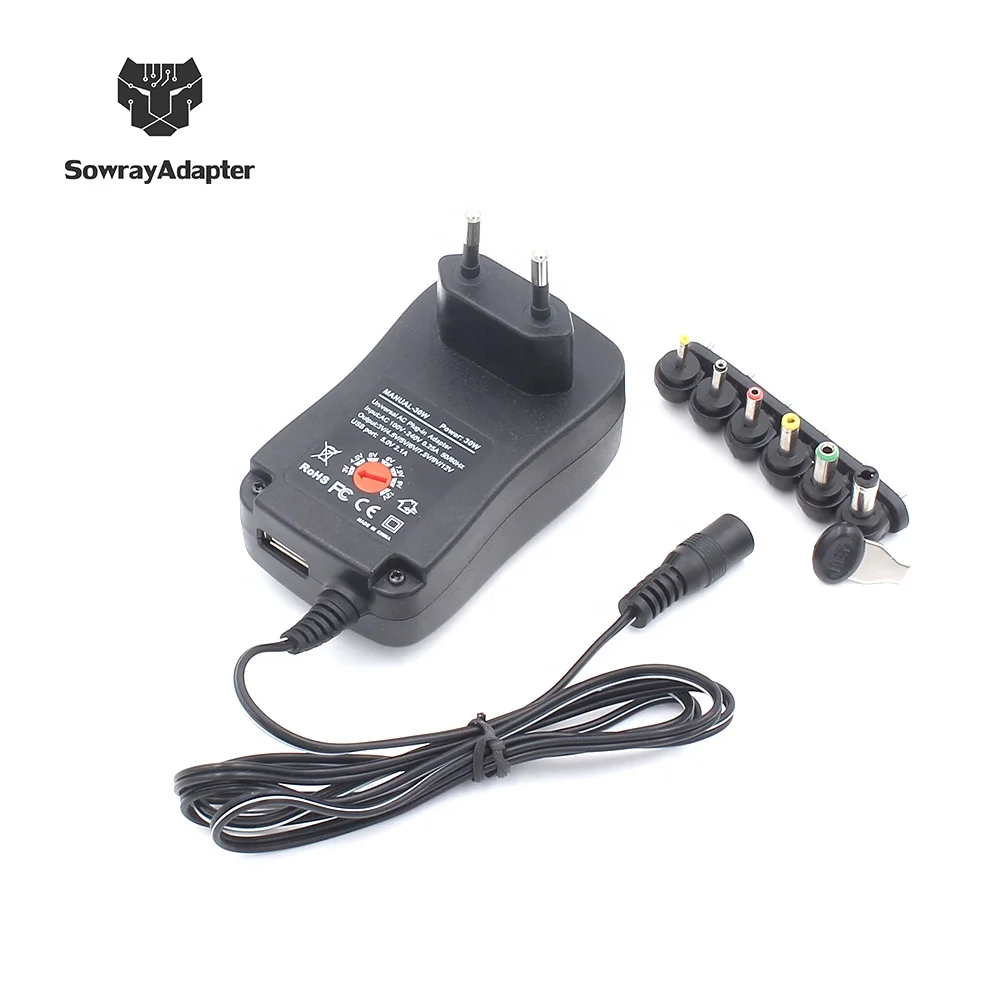 30W adapter charger Manual Adjustable universal power adapter 3V-12V with 6 tips