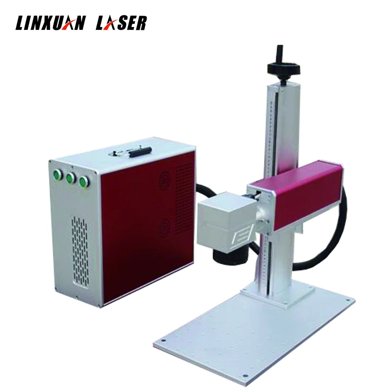 Portable mini Raycus 20w 30w 50w fiber laser marking machine with pen stainless steel pipette rotary table