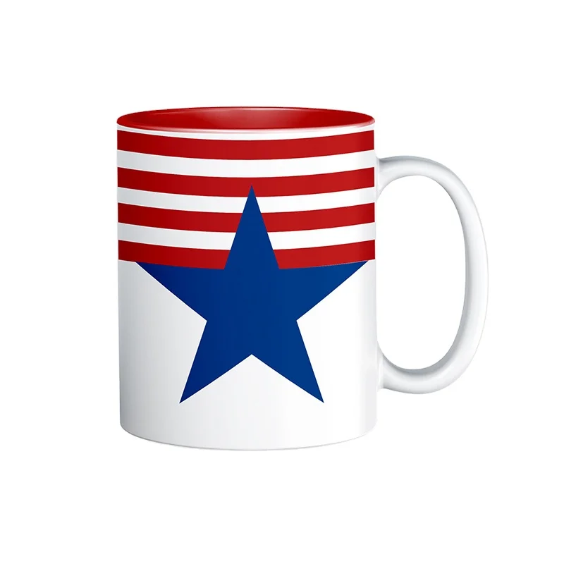 OEM Patriotism-themed ceramic cup Red and blue stripes coffee mug  American Flag Mug 11 Oz Ceramic Mug