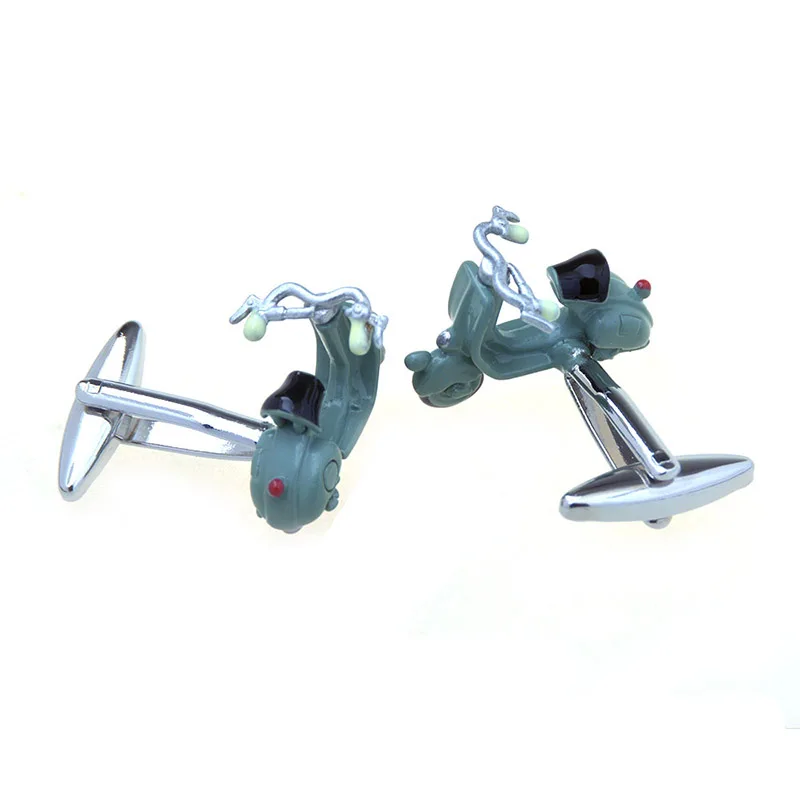 Wholesale Cool Designer Blue Green Mini Motorcycle Novelty Cufflinks Custom Mens Suit Shirt Accessory Tuxedo Jewelry Cufflinks