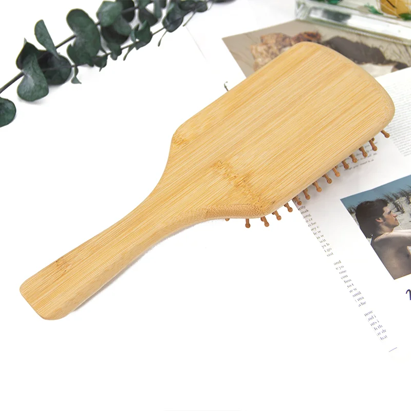 100% Natural Eco Friendly Organic Bamboo Wood Bristle Brush Adult Child Baby Bamboo Wood Paddle Hair Brush