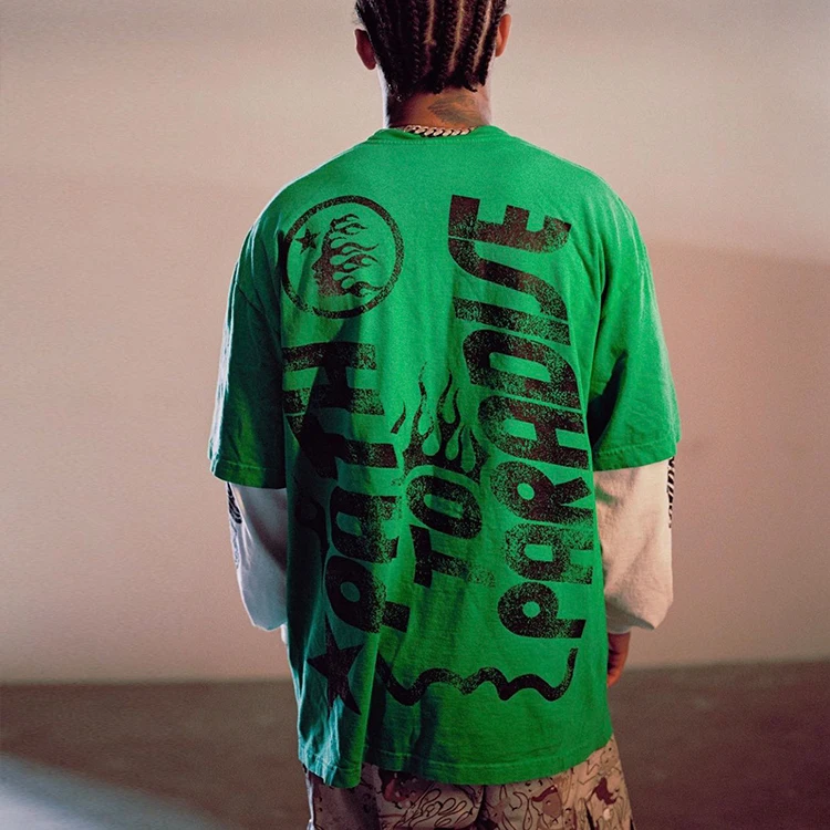 HL factory manufacturer streetwear vintage graphic printing t-shirts men wholesale custom heavyweight 100% cotton t shirt