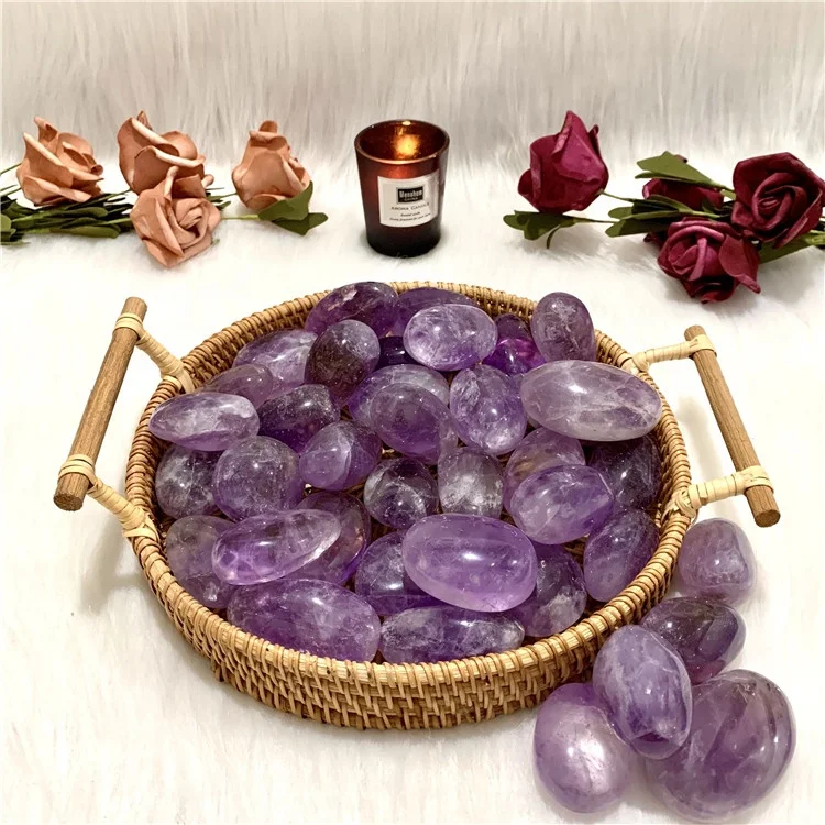 Fast shipping natural worry stones quartz crystal palm stones