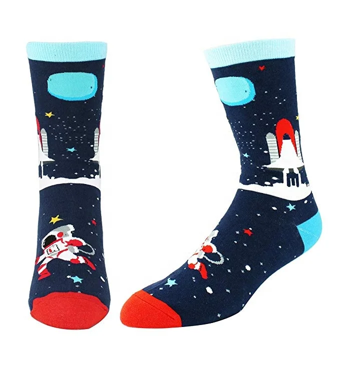 Novelty Funny Space Crew Crazy Fun Math Astronaut Rocket Galaxy socks