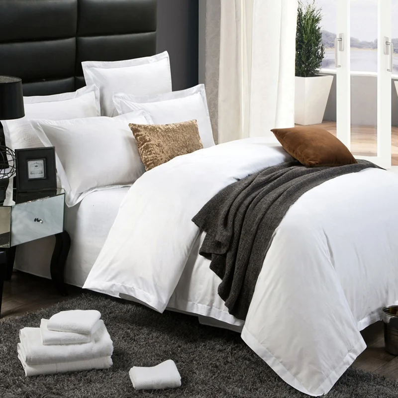 Hotel Textile Bedding Set 100% Cotton Fabric Hotel Bed Linen Duvet Cover Set Single Twin King Size
