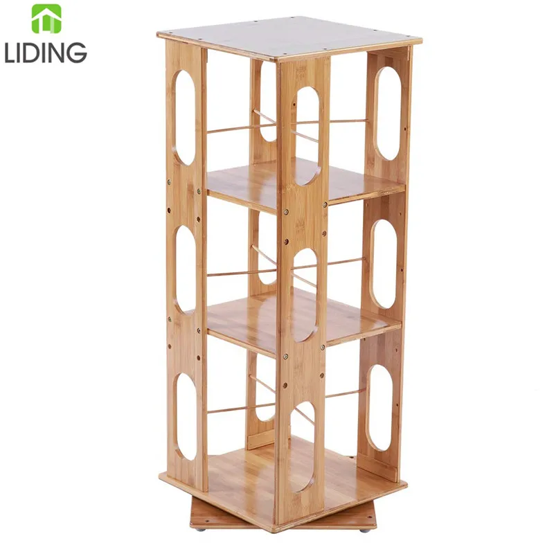100% новый бамбуковый вращающийся книжный шкаф 360 градусов книжная полка