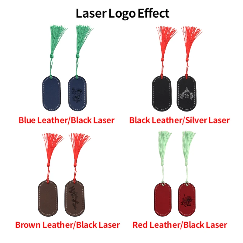 PU leather Bookmark Tassel Book Lover Gifts Laser engraving blank leather bookmark with tassel (tassel color random)