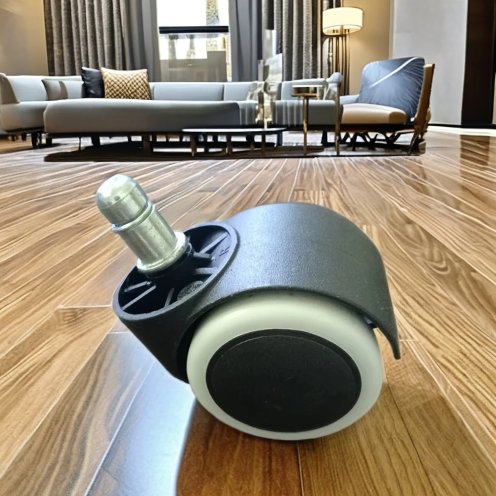 Black Modern Office Chair Caster Wheels PU Nylon with Transparent Trolley PVC Swivel Castor for Hotel Use