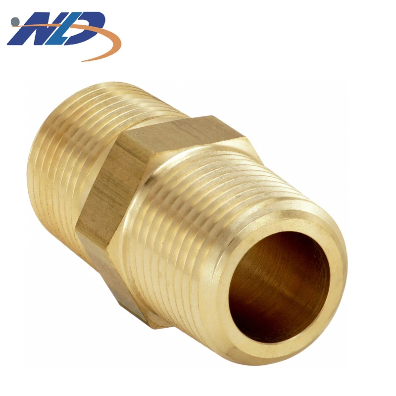 CNC Turning Machined Male To Male Threaded BSPP BTP NPT Connectors Hose Brass Nipple