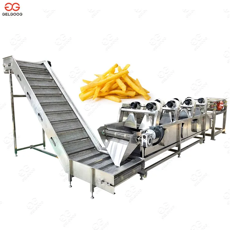 Automatic Potato Finger Frozen French Fries Production Line Pommes Frites Deep Frying Fried Potato Chips Stick Machine