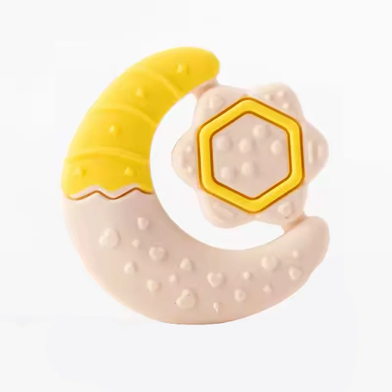 Custom Baby Teething Toys Star Moon Shape Hand Grasp Baby Teether Chewable Toys Silicone Grip Teether for Infants