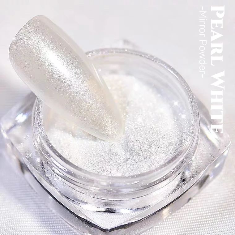 MyBeautyNails Private Label Metallic Chrome Nail Pigment Powder Dust Mirror Moonlight White Pearl Pigment Powder for Nails