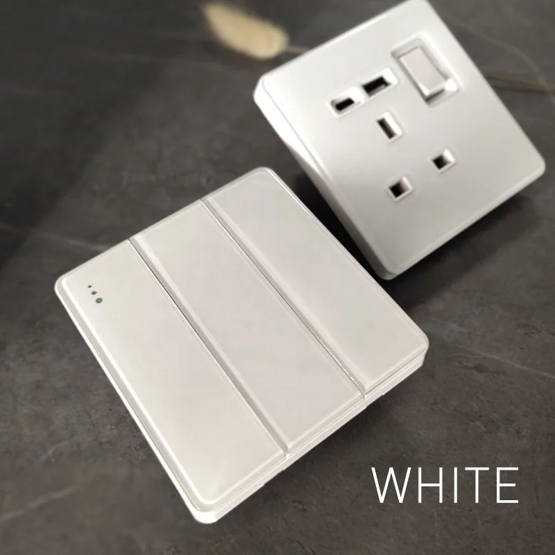 Высокомодные Белые Стеклянные Настенные электрические переключатели 13A UK розетка с двойными розетками Тип C USB сертификацией