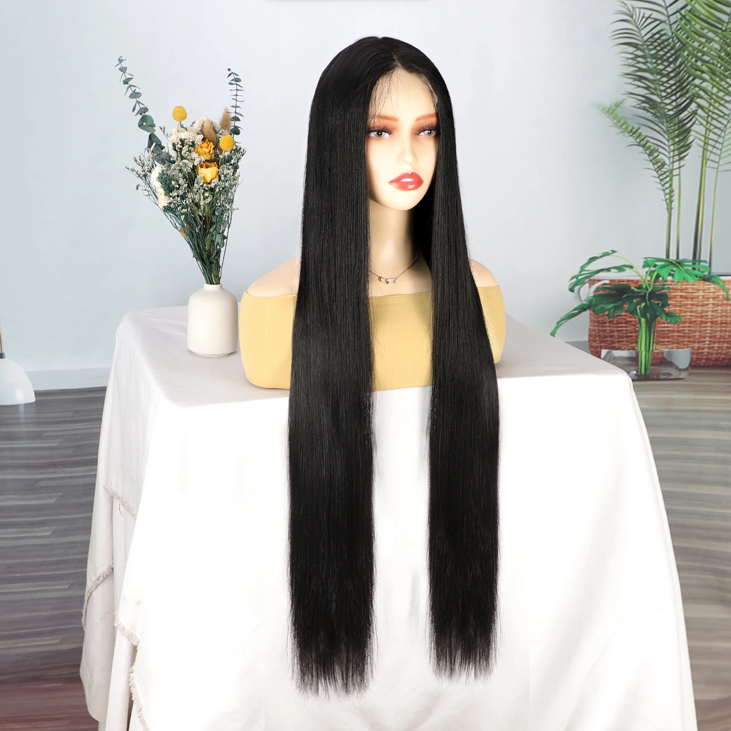 Wholesale Cheap Price Fashion High Quality Synthetic Fiber 13*4 Lace Front Wigs Long Glueless Heat Resistant Synthetic Hair Wig