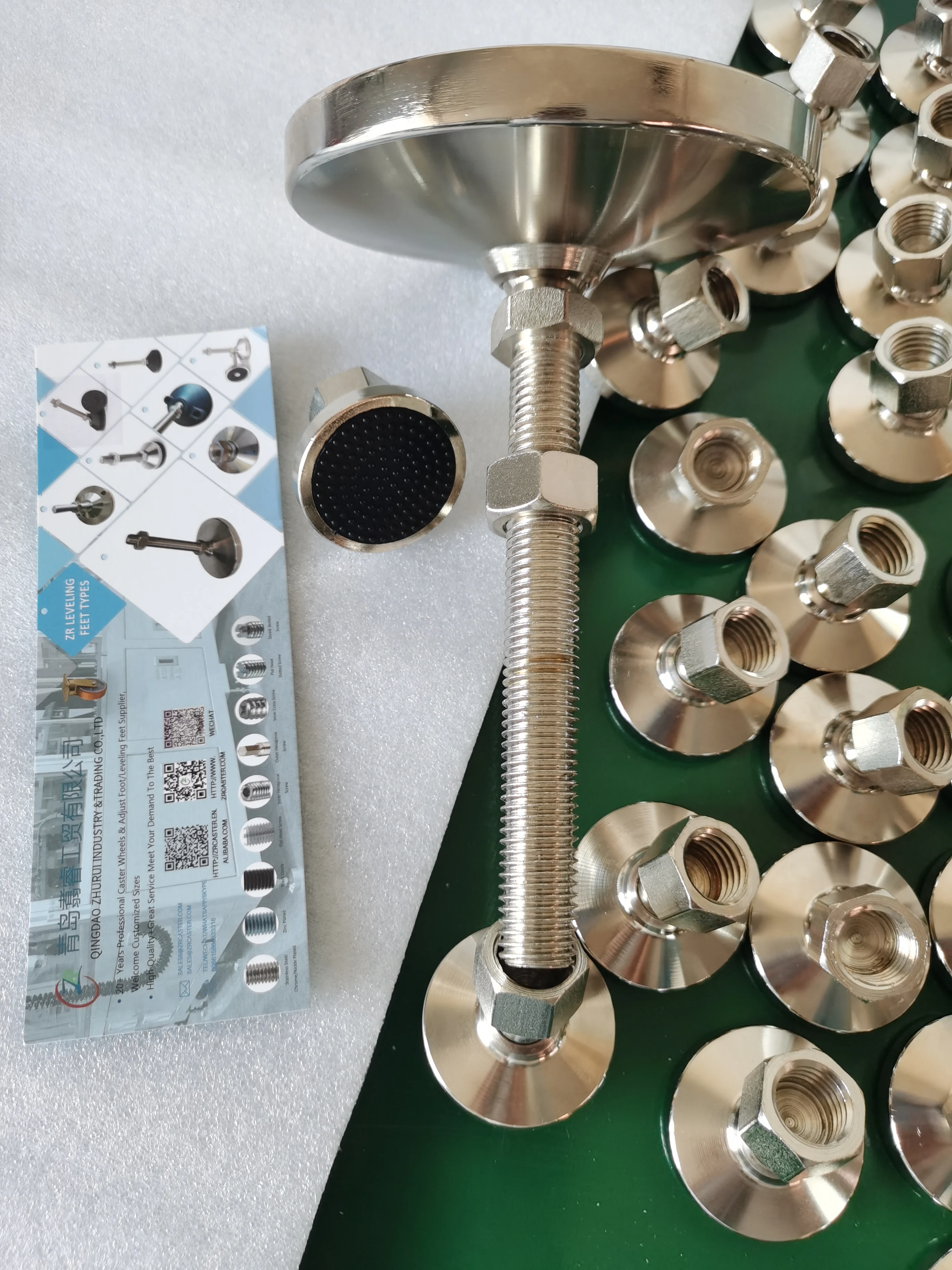 UNC 3/8'-16/1/2,3/4'-10 Threaded Hole Stainless Steel Swivel Furniture Legs Leveling Mount Rubber Cushion Nickel/Galvanized