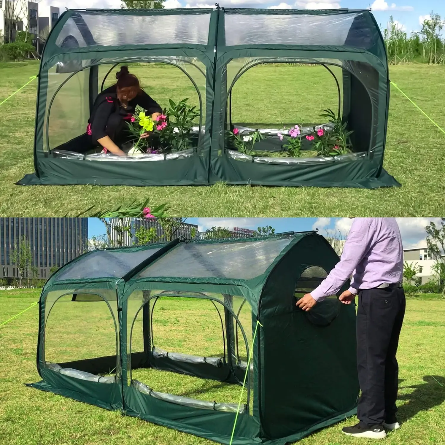 Pop Up Tunnel Flower House Mini Gardening Plant Sunshine Room Backyard PVC Greenhouse Cover
