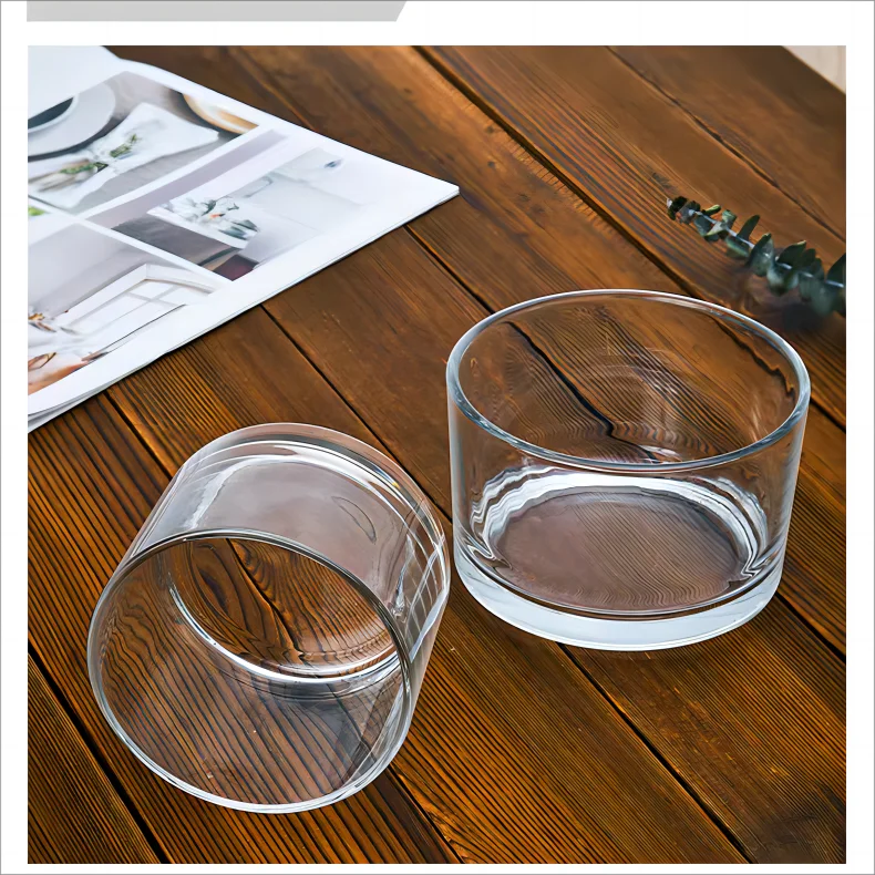 16 oz 24 oz Empty Clear Glass Candle Jars Holder Container with Natural Bamboo Lid