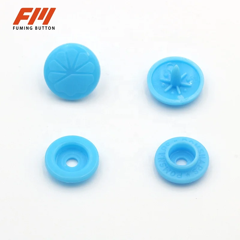 FM High Quality embossed Plastic Resin snap button with four parts for clothing