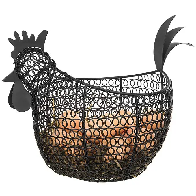 
Custom black wire rooster shaped egg storage basket Easter egg basket gifts 