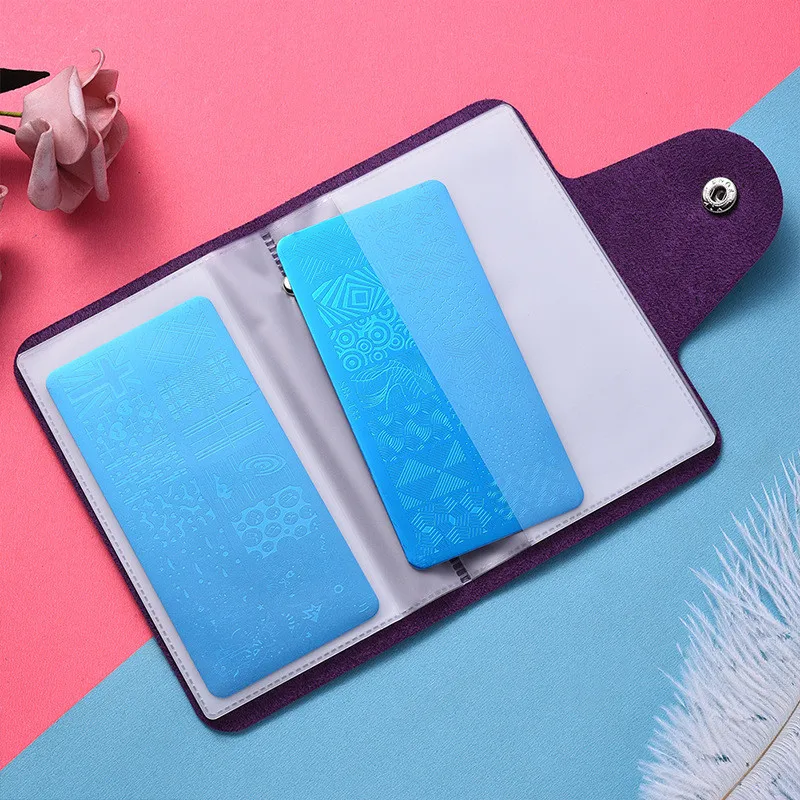 New design Zipper 20 Slots colorful Nail Art Stamping Plate Bag 10 color 15*10cm stamping plate bag