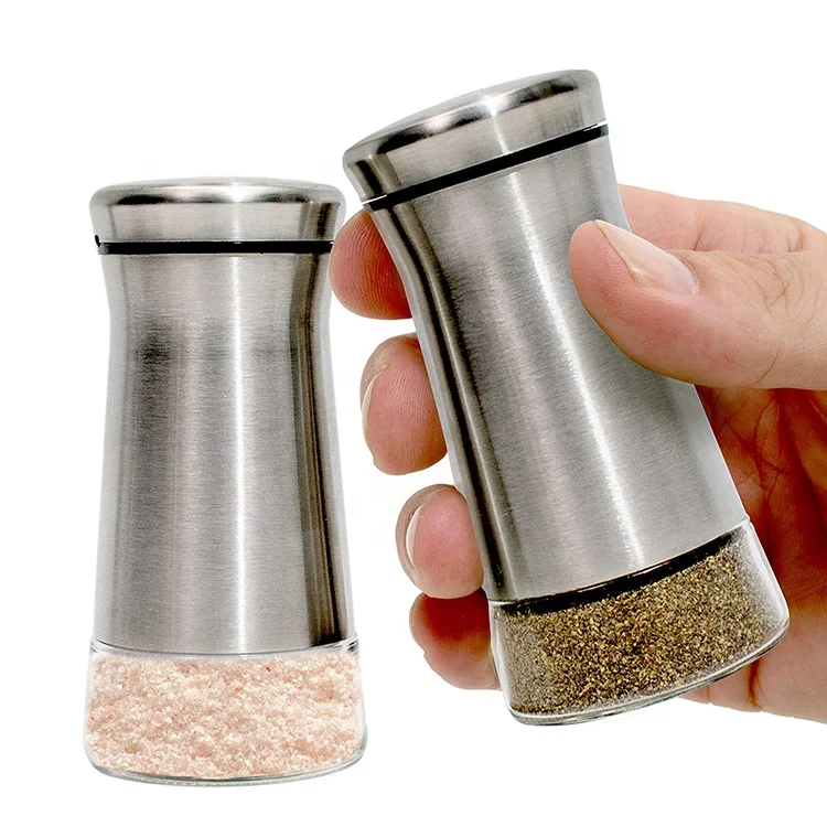 Elegant Stainless Steel Spice Dispenser Salt and Pepper Shakers with Adjustable Pour Holes