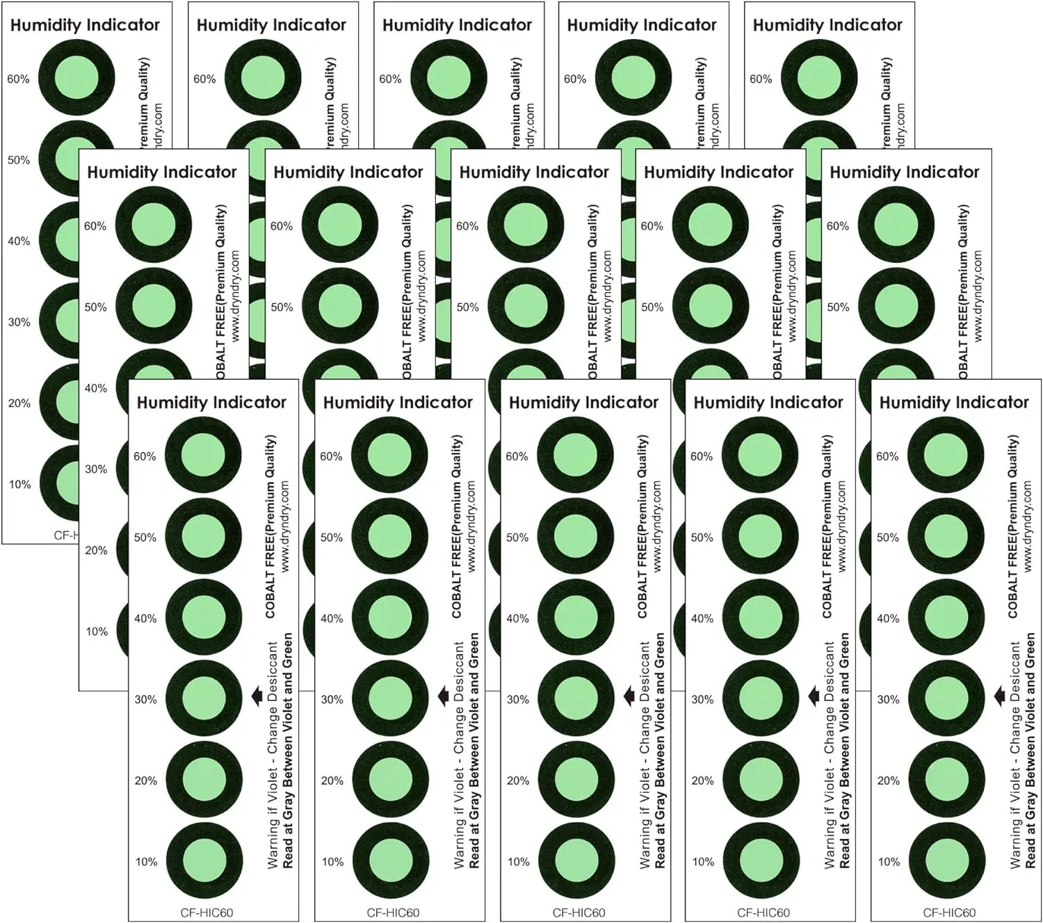 Absorb King 3/4/5 Spot Premium blue to pink Humidity Indicator Cards