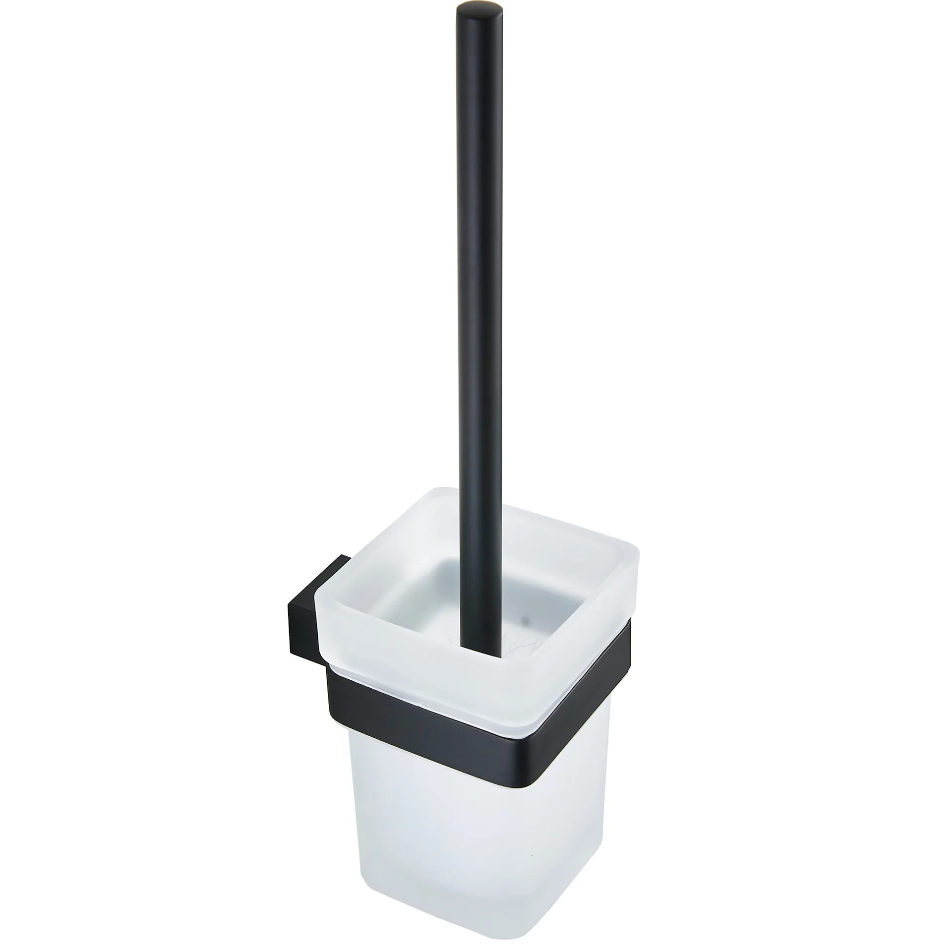 Wall-mounted square black matte toilet brush and holder toilet brush 304 stainless steel toilet brush