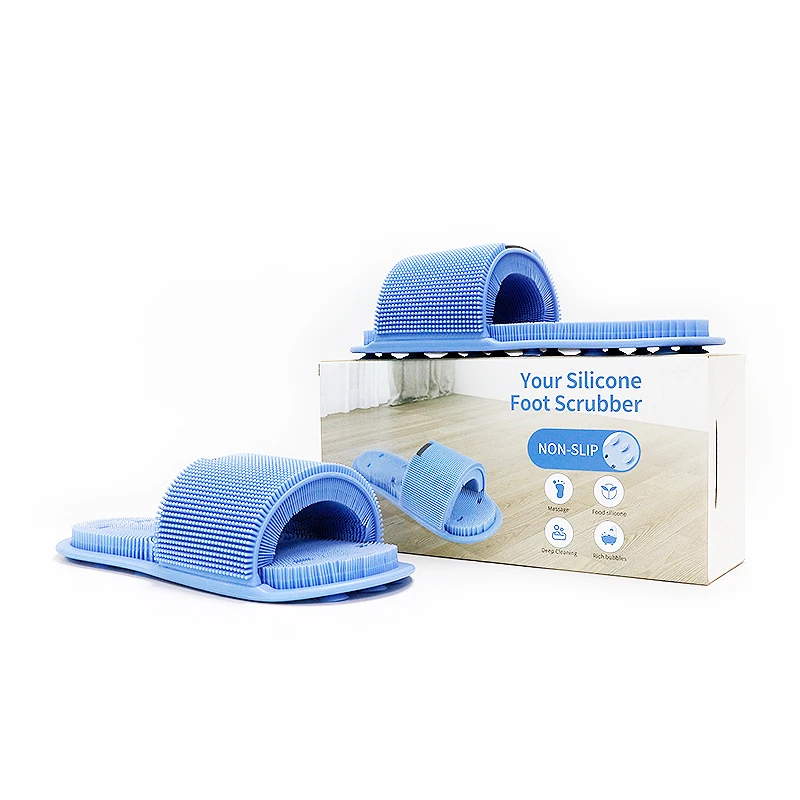 Factory wholesale Silicone Bathroom Foot Scrubber Spas Massage Exfoliating Cleaning Slipper foot scrubber shower mat