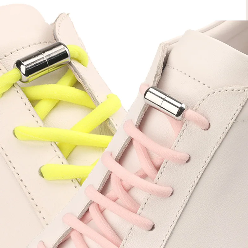 flat sneakers Colorful Capsule Lazy Shoelace 5mm Semicircle Elastic lace With Metal Screw Lock buckle Quick no Tie Shoelaces