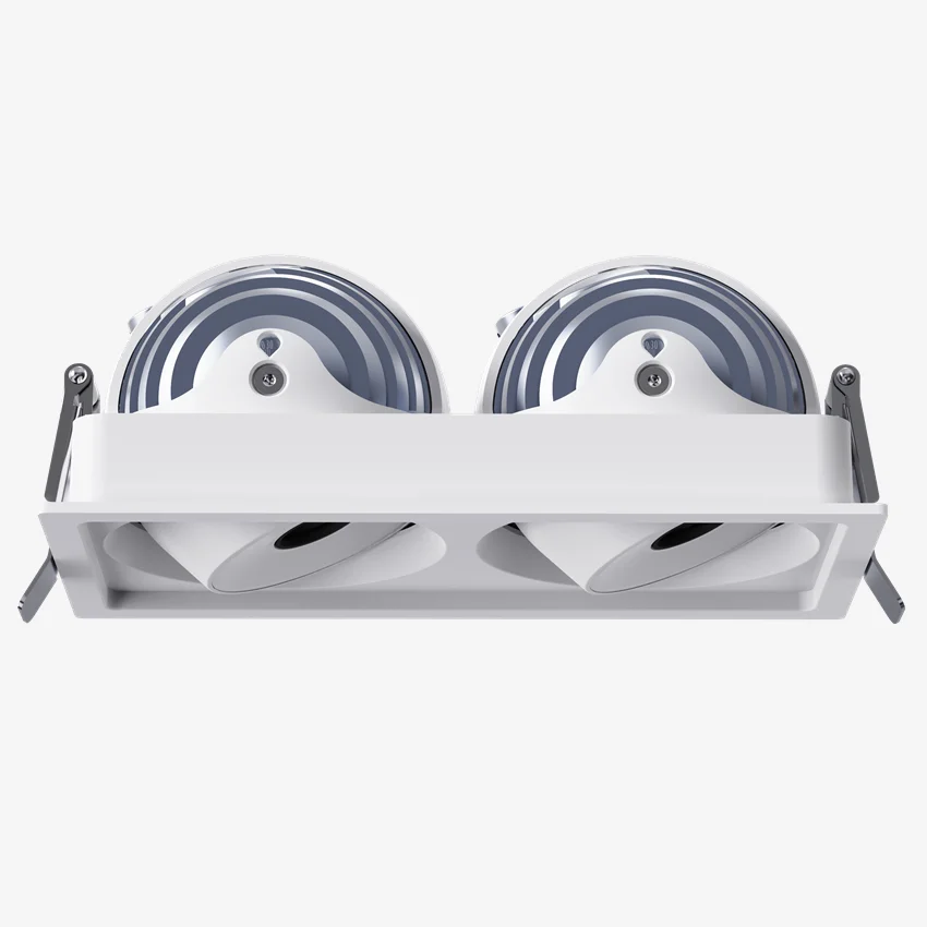 2024 Double Head 2x10w Ceiling Recessed Mounted Rectangle Cob Led Grille downlight 90mm Spot Grill Light Fixture