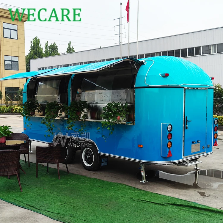 WECARE Street Food Service Kitchen Car Pizza Coffee Catering Trailer Manufacturer Airstream Food Truck with Snack Machines