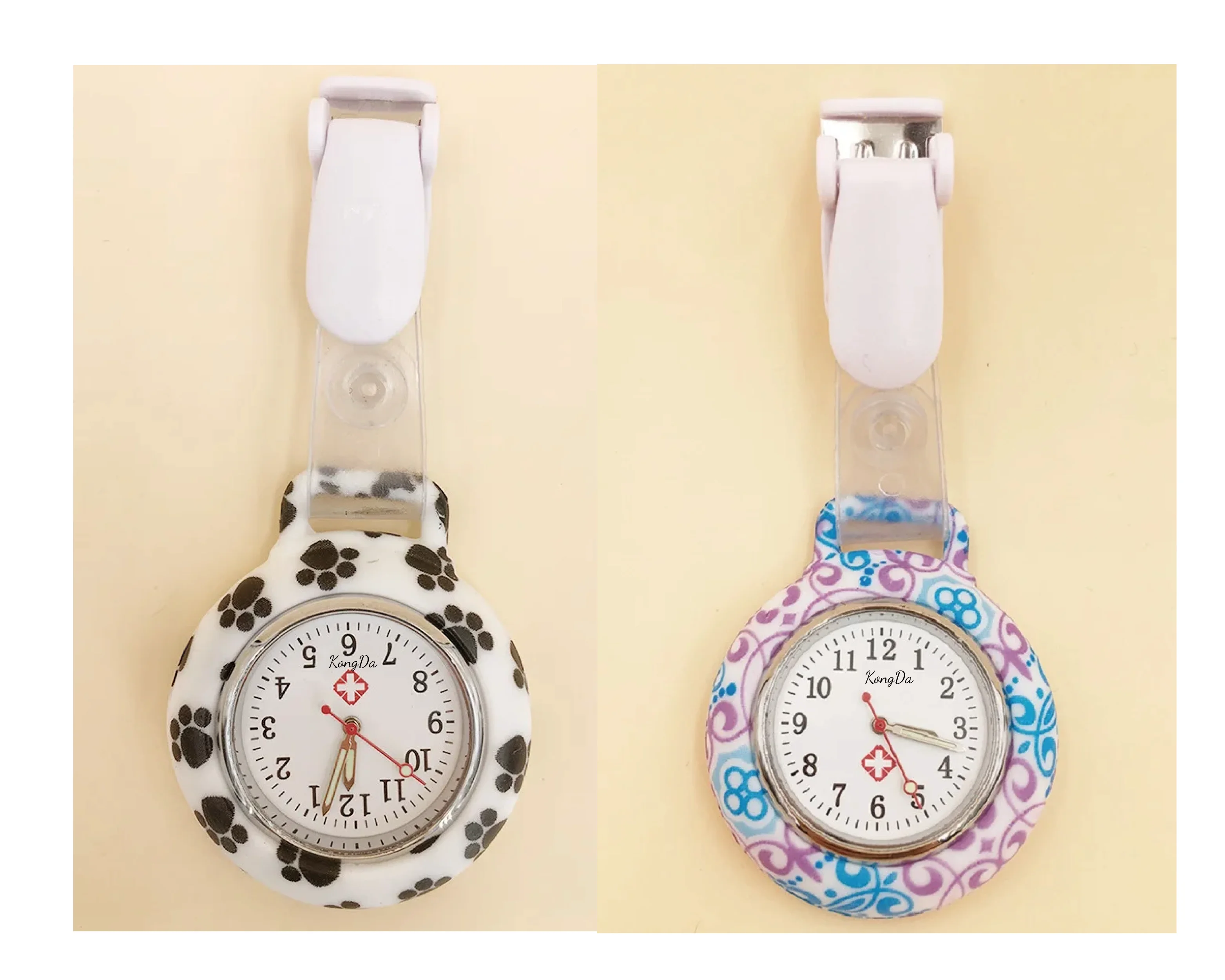 Popular Design Cheap Price Gift Watch Cartoon Hospital Medical Icons Health Heart Care Hang Clip Clock Silicone Nurse Watch