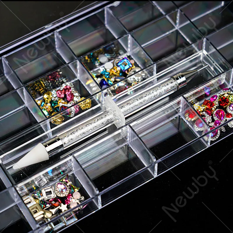 Plastic Empty Storage Case Boxes Manicure Tools Transparent Nail Art Empty storage Case Box Rhinestones Container Organize