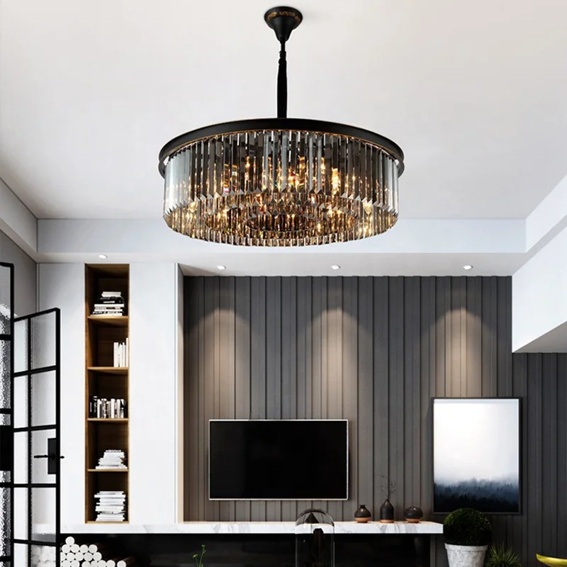 Luxury Style European Simple Design Crystal Pendant Lamp Round and Square Shape Hanging Crystal Ceiling Chandelier