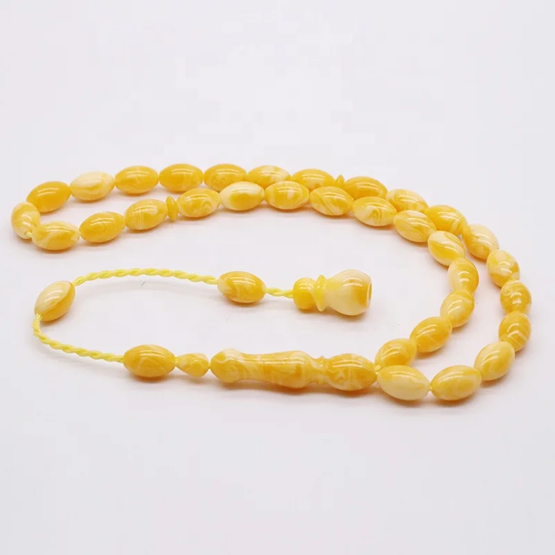 Islamic Muslim 33 Tasbih Prayer Beads Amber Rosary Factory Wholesale High Quality Custom Made Necklaces Rope Chain Geometric