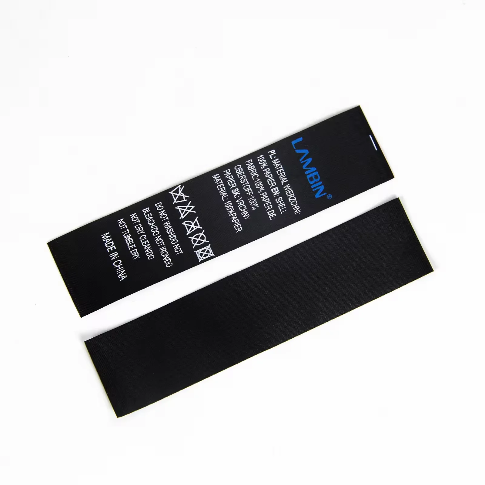 Printed Satin Ribbon Silk Label Symbol Mark Warning Wash Label for Dress/pillow/towel