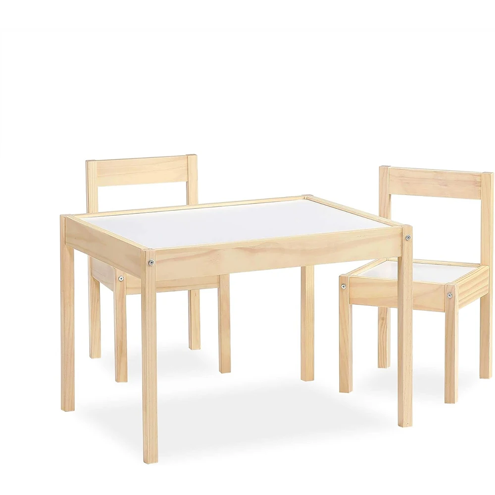 3-Piece Kiddy Table & Chair, Natural/White Table Set