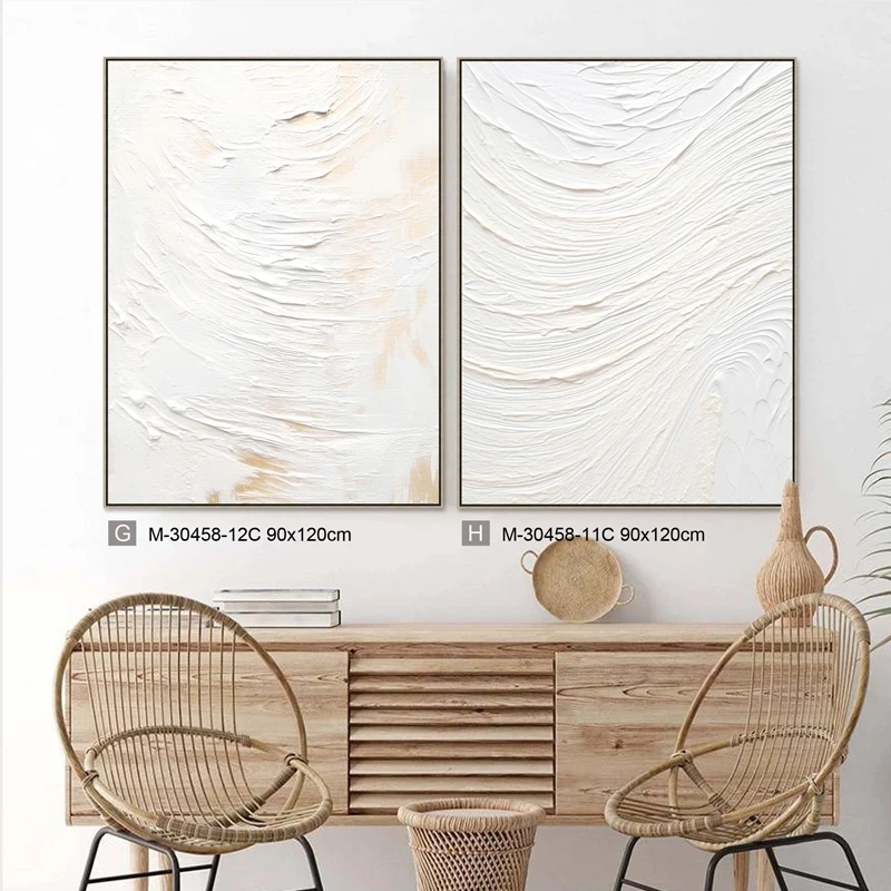 Modern Custom Handmade Abstract White Style Canvas Wall Art New Design Decor Textured Oil Painting for Home Hotel Office