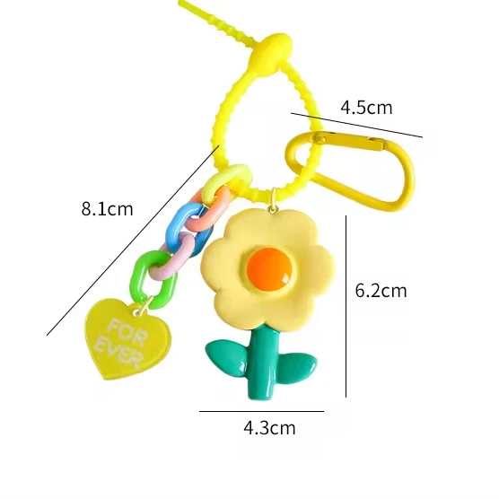 Hot Sell Flower Resin Letter Key Chains 6pcs /set Safety Ins Custom Resin Acrylic Set For Women